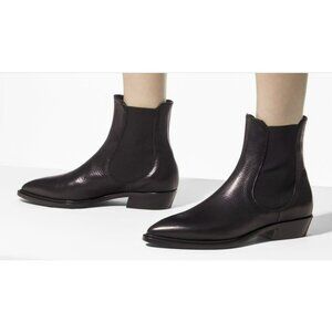 New AGL Mahé Beat Leather Beatle Black Ankle Boot Size 38 8